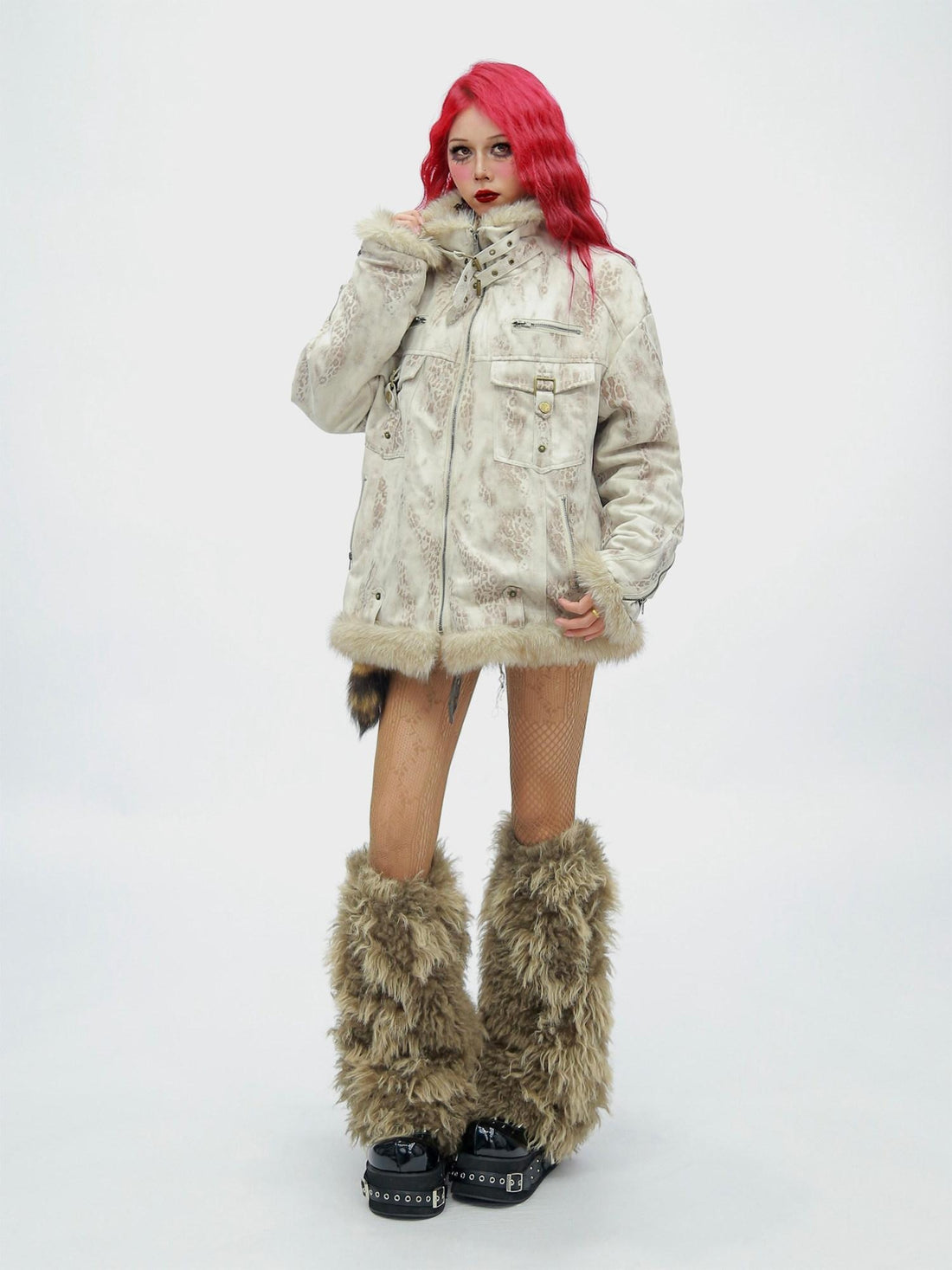 NANAICHILLI Tie Dye Patchwork Loose Fit Street Unisex Cotton Stand Collar Puffer Jacket