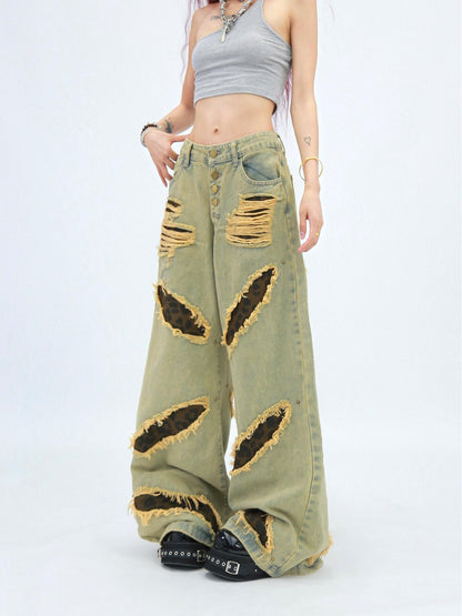 NANAICHILLI Versatile Long Length Mustard Blue Casual Sizes S M L Xl Jeans