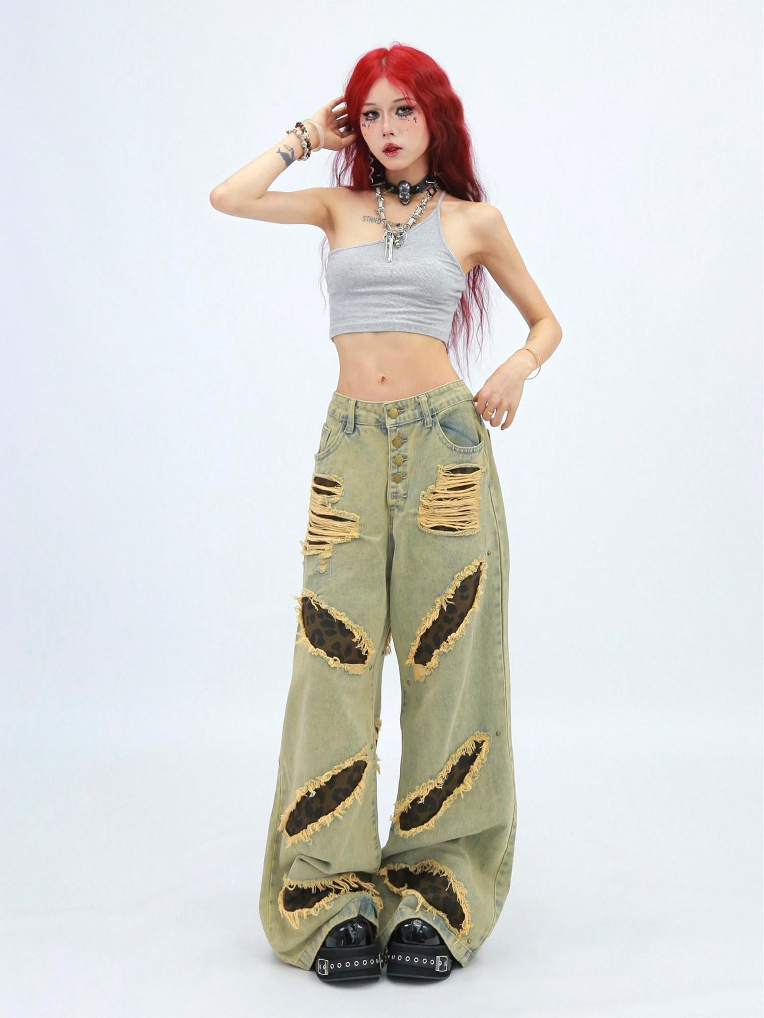 NANAICHILLI Versatile Long Length Mustard Blue Casual Sizes S M L Xl Jeans