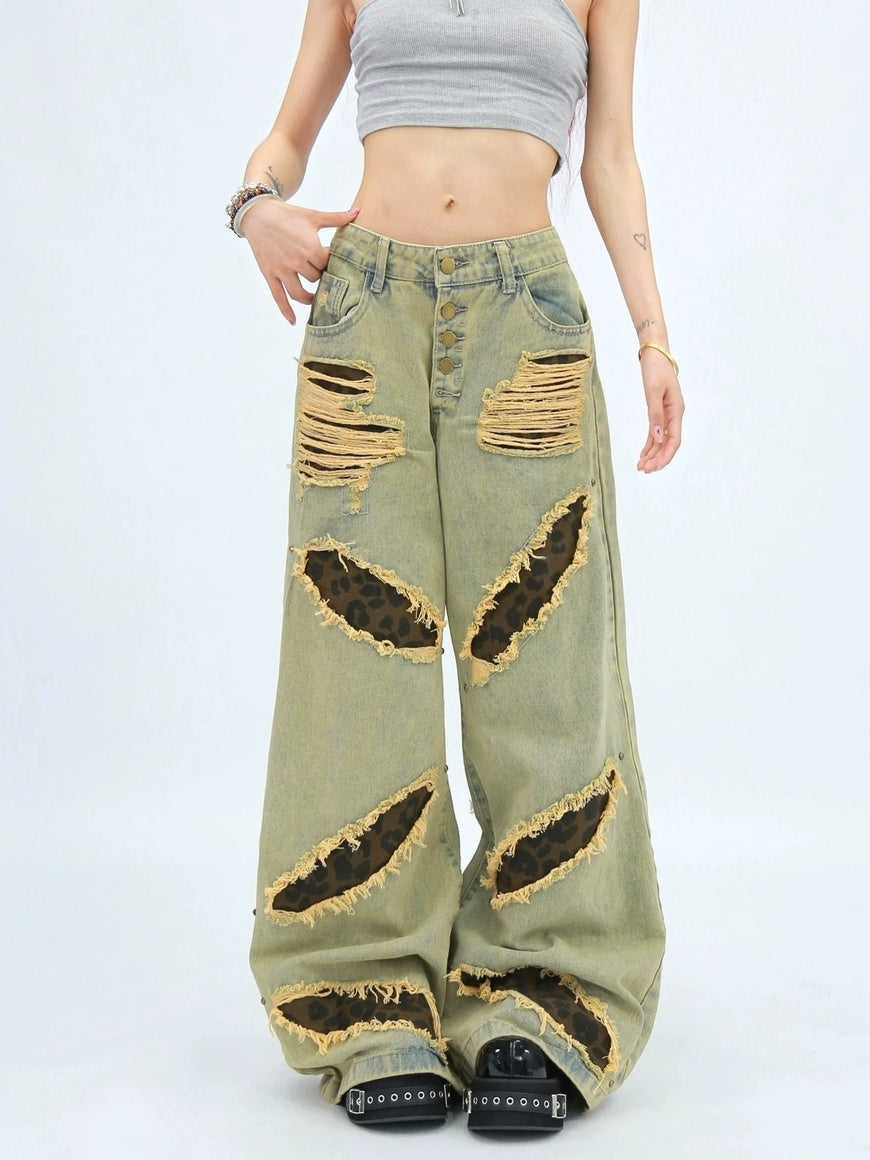 NANAICHILLI Versatile Long Length Mustard Blue Casual Sizes S M L Xl Jeans