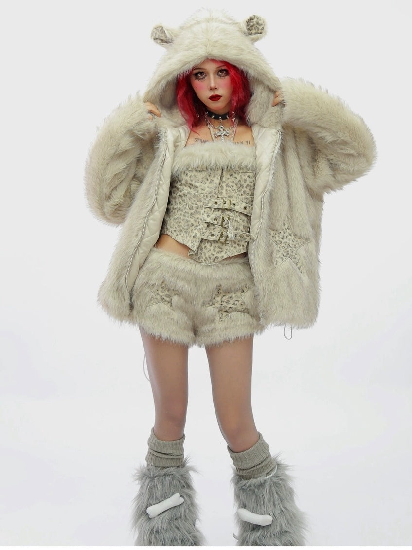 NANAICHILLI Warm Thick Hooded Embroidered Contrast Sexy Women Casual Pink Tan Puffer Jacket