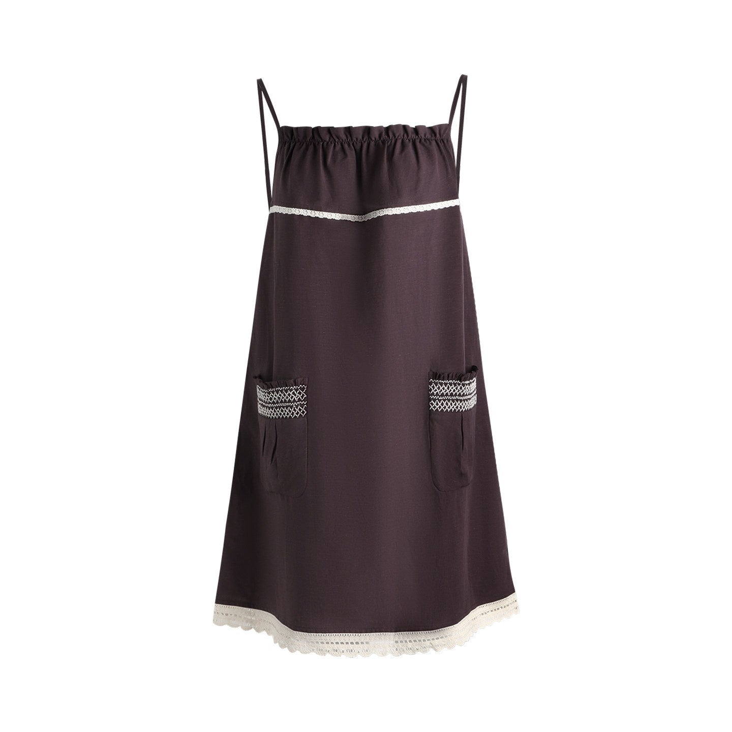 NAPSNAPS_A_Line_Gathered_Pocket_Lace_Trim_Women&