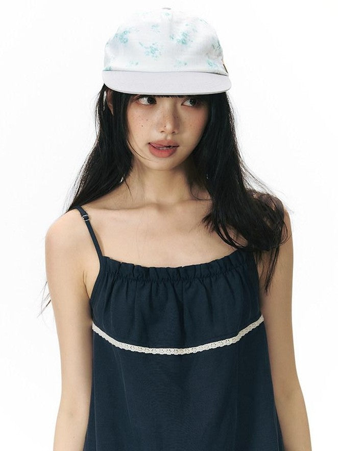 NAPSNAPS A Line Gathered Pocket Lace Trim Women&