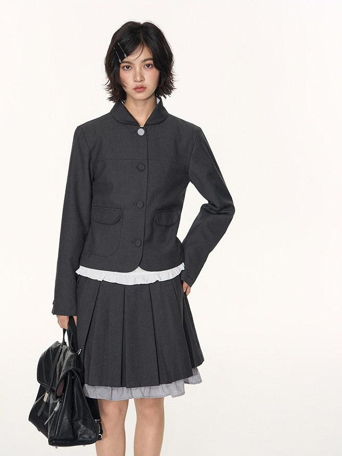 NAPSNAPS Academy Polka Dot Pleated Embroidered Women&