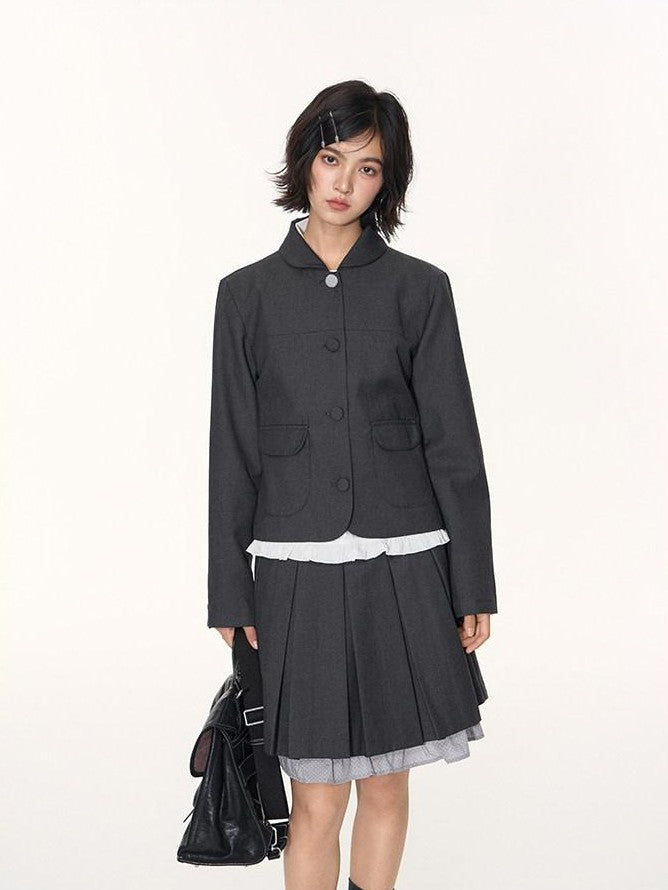 NAPSNAPS Academy Polka Dot Pleated Embroidered Women&