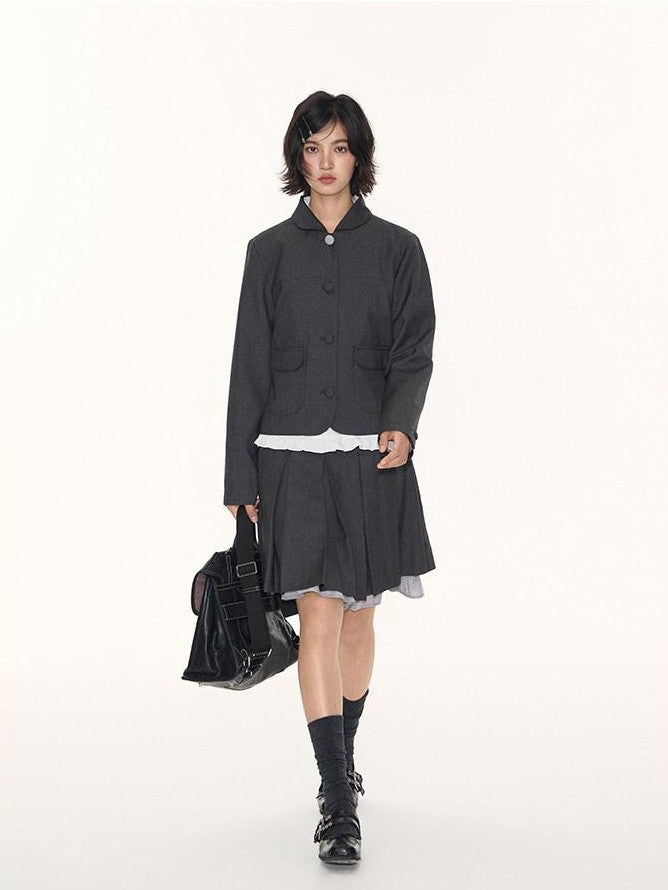 NAPSNAPS Academy Polka Dot Pleated Embroidered Women&