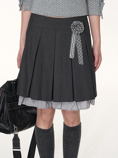 NAPSNAPS Academy Polka Dot Pleated Embroidered Women&