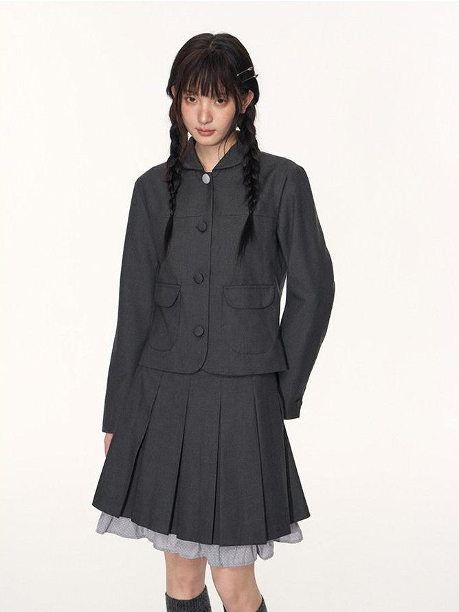 NAPSNAPS Academy Polka Dot Pleated Embroidered Women&