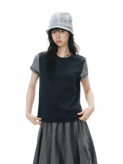 NAPSNAPS Allover Animal Colorblock Diagonal Placket Knit Women&