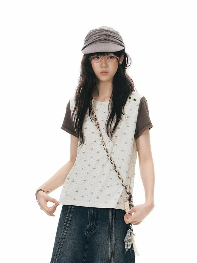 NAPSNAPS Allover Animal Colorblock Diagonal Placket Knit Women&