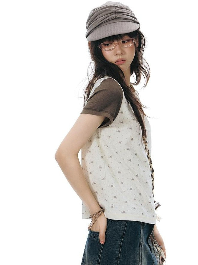 NAPSNAPS Allover Animal Colorblock Diagonal Placket Knit Women&