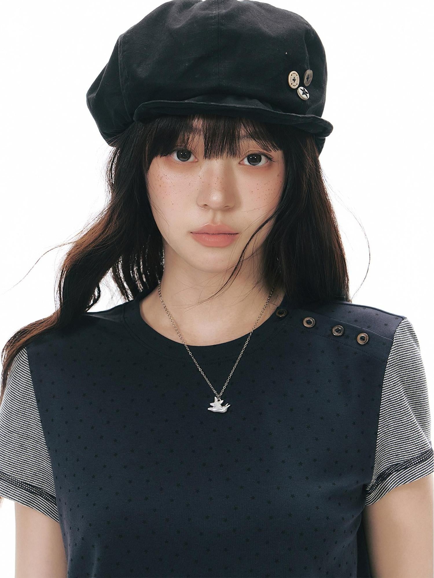 NAPSNAPS Allover Animal Colorblock Diagonal Placket Knit Women&
