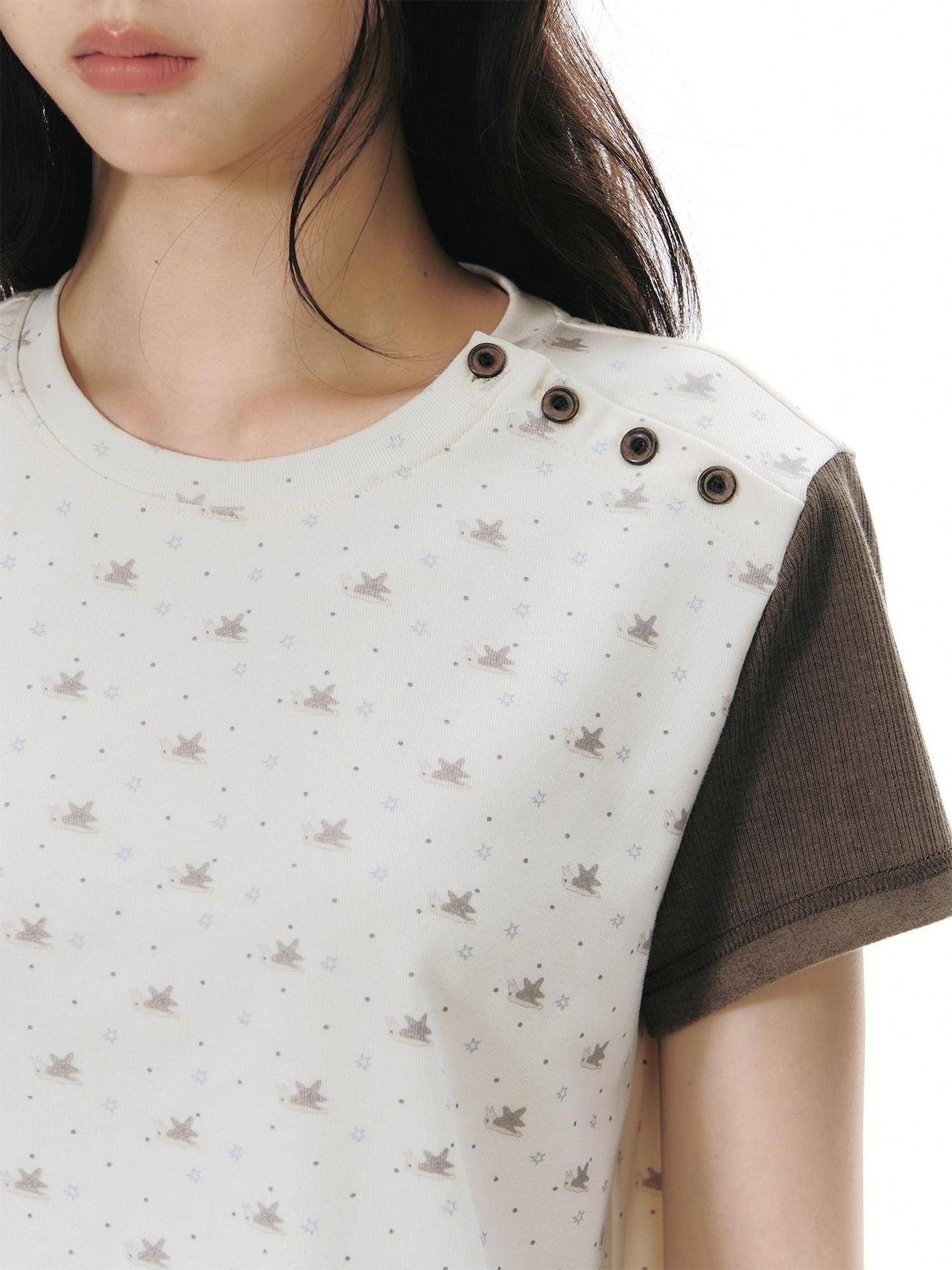 NAPSNAPS Allover Animal Colorblock Diagonal Placket Knit Women&
