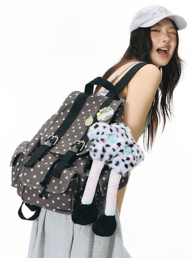 NAPSNAPS Allover Hexagram Print Multi Pocket Foldable Women&