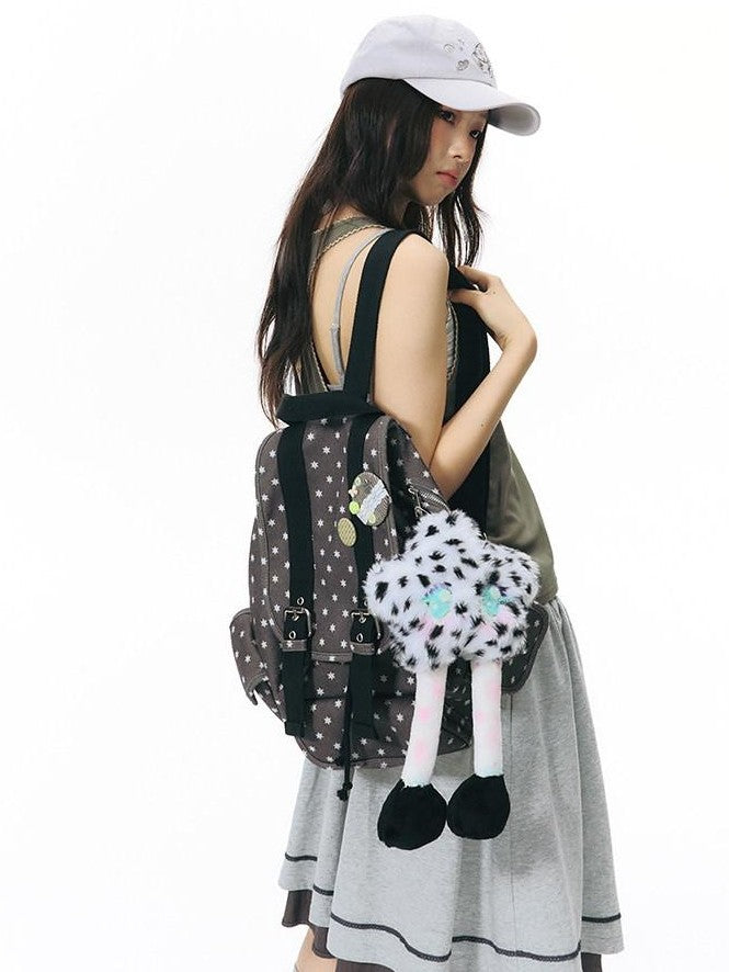 NAPSNAPS Allover Hexagram Print Multi Pocket Foldable Women&