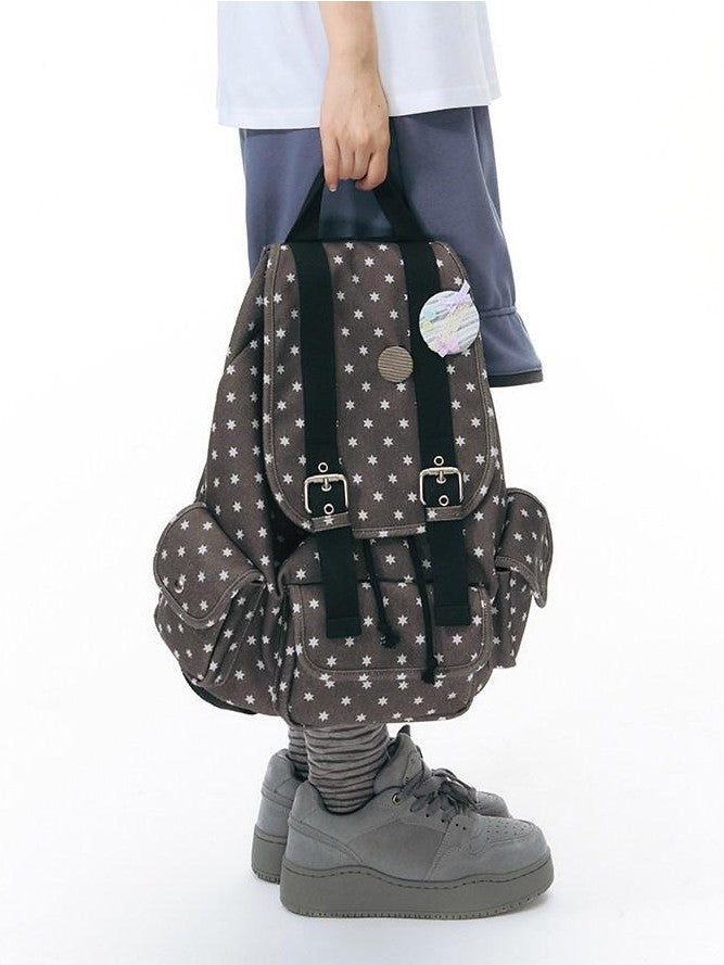 NAPSNAPS Allover Hexagram Print Multi Pocket Foldable Women&