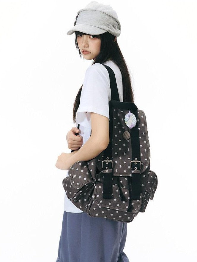 NAPSNAPS Allover Hexagram Print Multi Pocket Foldable Women&