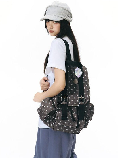 NAPSNAPS Allover Hexagram Print Multi Pocket Foldable Women&