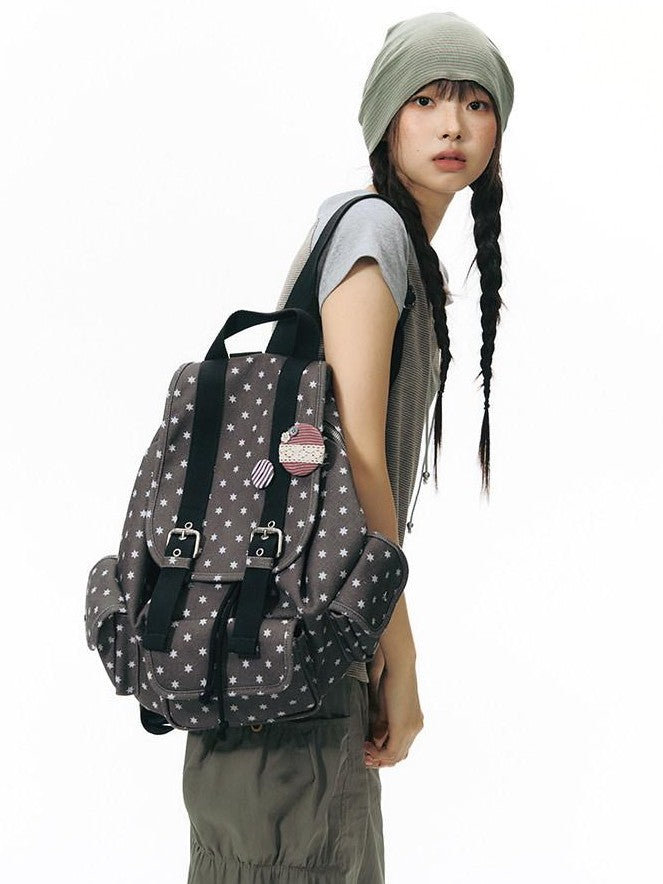 NAPSNAPS Allover Hexagram Print Multi Pocket Foldable Women&
