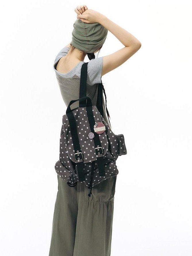 NAPSNAPS Allover Hexagram Print Multi Pocket Foldable Women&