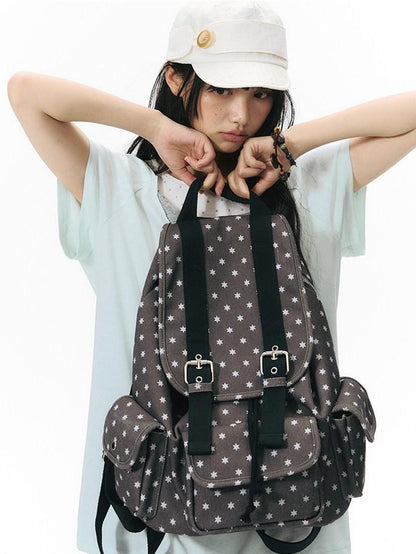 NAPSNAPS Allover Hexagram Print Multi Pocket Foldable Women&