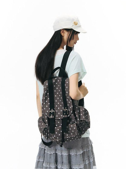 NAPSNAPS Allover Hexagram Print Multi Pocket Foldable Women&