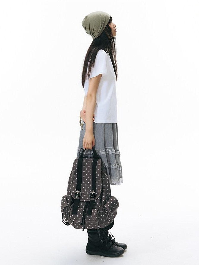 NAPSNAPS Allover Hexagram Print Multi Pocket Foldable Women&