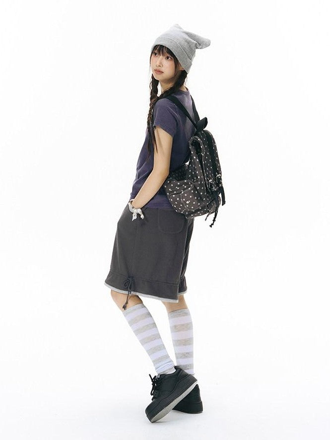 NAPSNAPS Allover Hexagram Print Multi Pocket Foldable Women&
