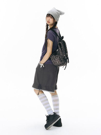 NAPSNAPS Allover Hexagram Print Multi Pocket Foldable Women&