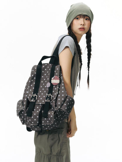 NAPSNAPS Allover Hexagram Print Multi Pocket Foldable Women&