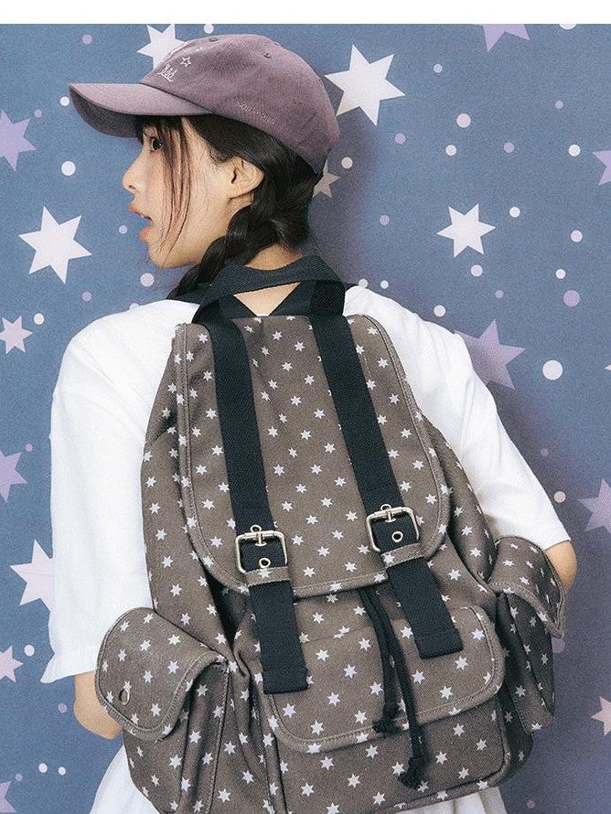 NAPSNAPS Allover Hexagram Print Multi Pocket Foldable Women&
