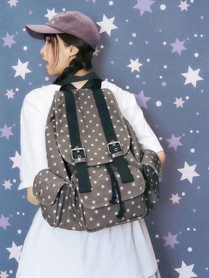 NAPSNAPS Allover Hexagram Print Multi Pocket Foldable Women&