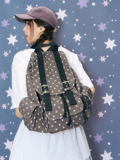 NAPSNAPS Allover Hexagram Print Multi Pocket Foldable Women&