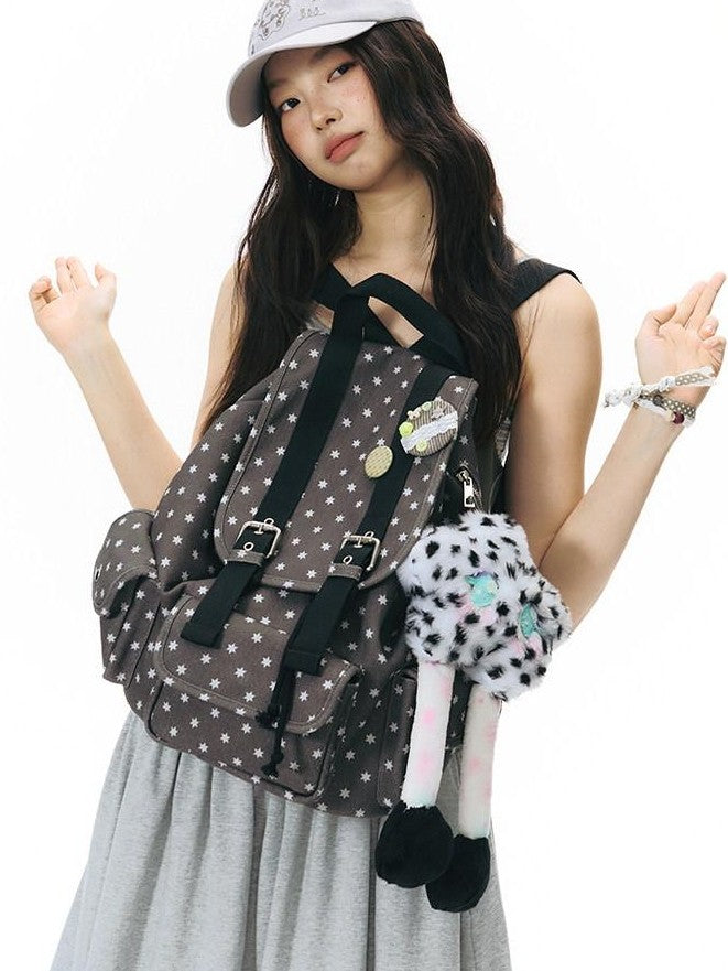 NAPSNAPS Allover Hexagram Print Multi Pocket Foldable Women&