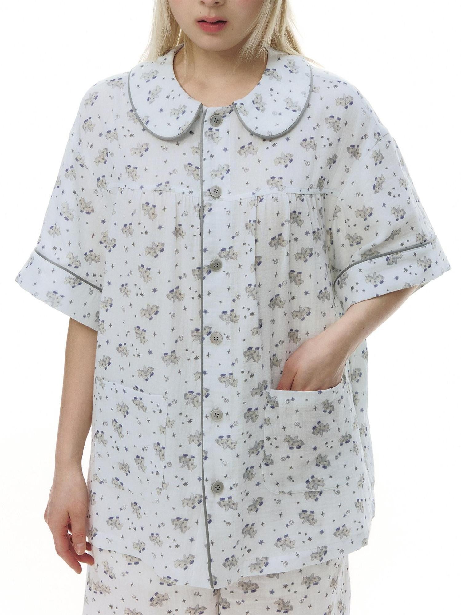NAPSNAPS Allover Pony Print Doll Collar Cardigan Women&