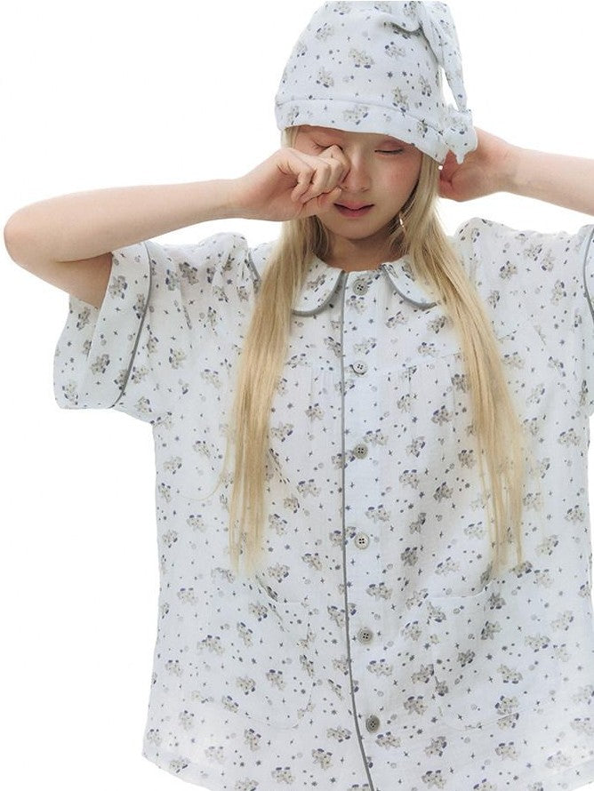 NAPSNAPS Allover Pony Print Doll Collar Cardigan Women&