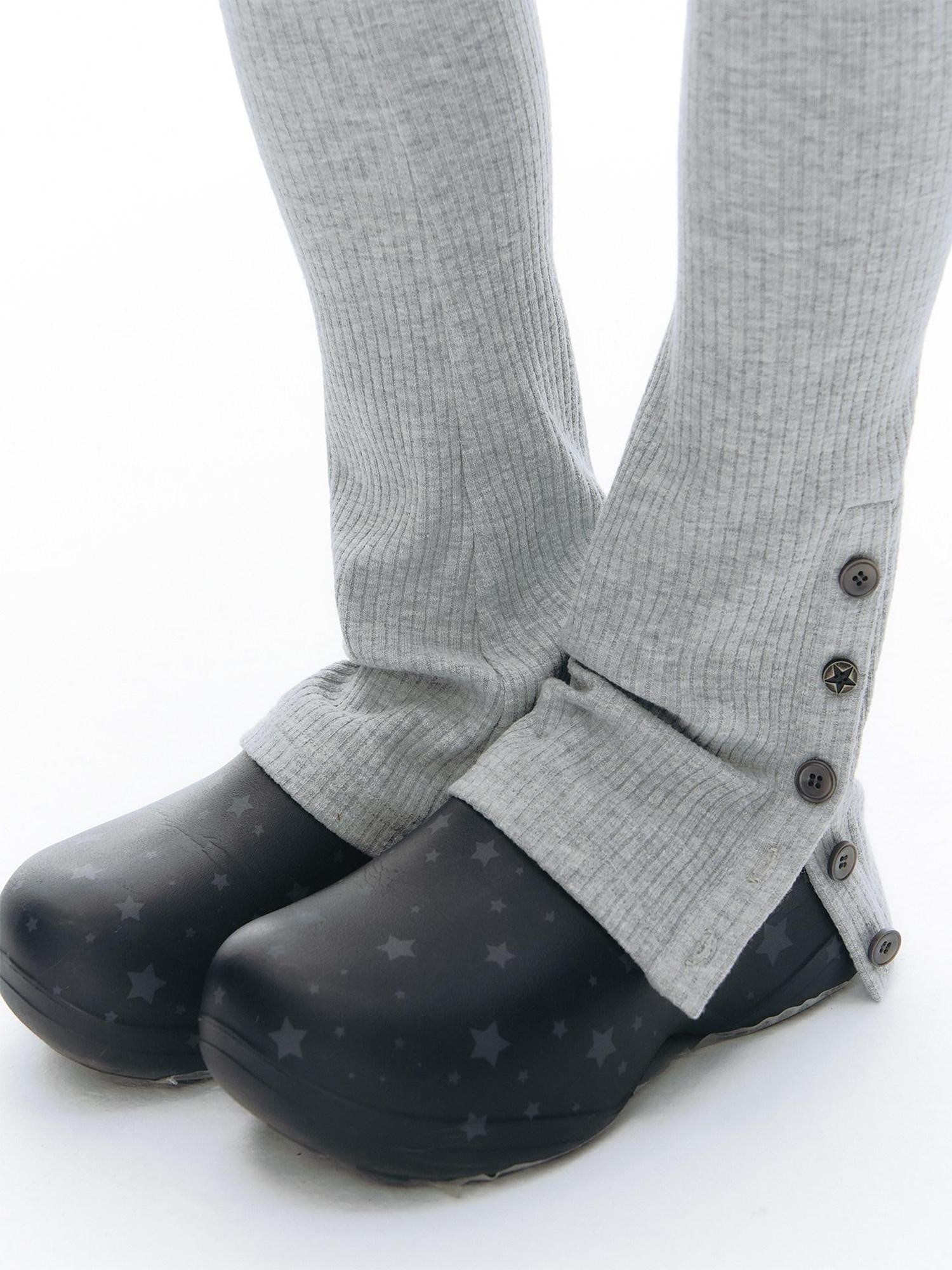 NAPSNAPS Ankle Split Knit Slimming Elastic Waist Women&