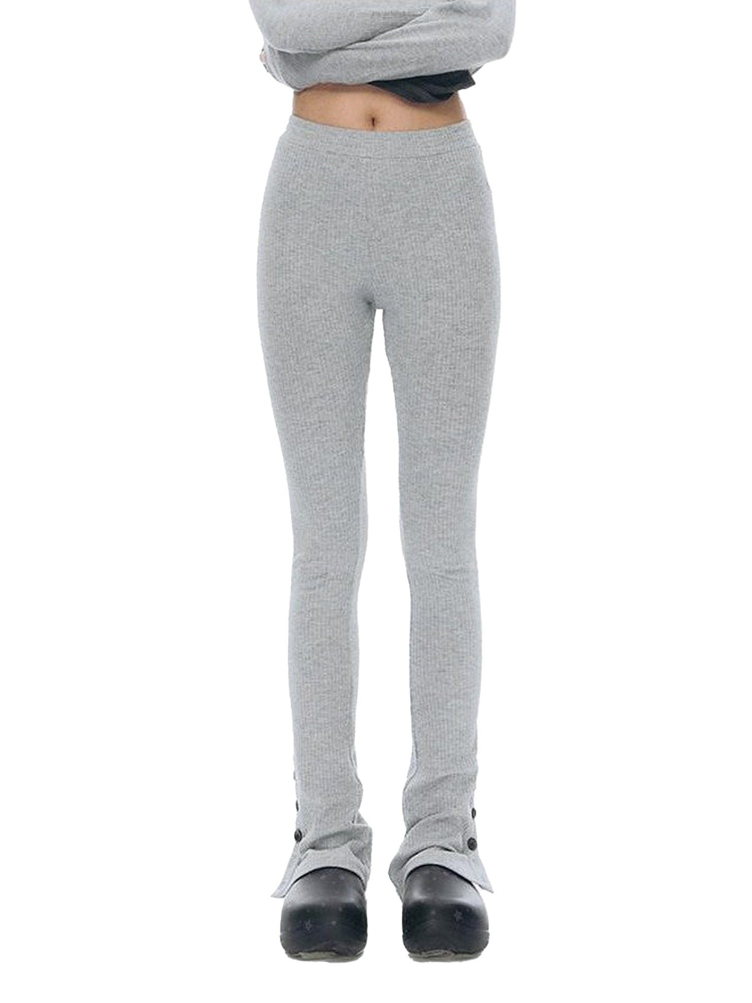 NAPSNAPS Ankle Split Knit Slimming Elastic Waist Women&