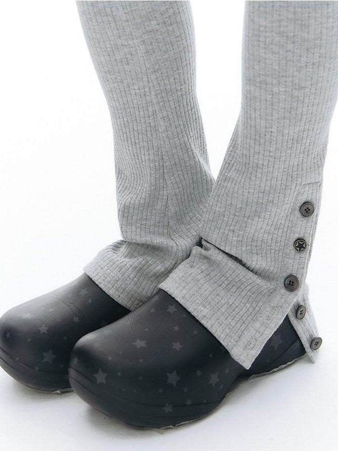 NAPSNAPS Ankle Split Knit Slimming Elastic Waist Women&