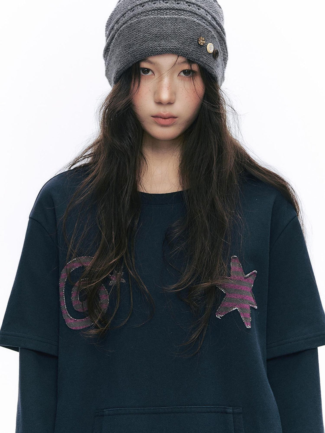 NAPSNAPS Applique Embroidery Faux Layered Ruffle Trim Women&