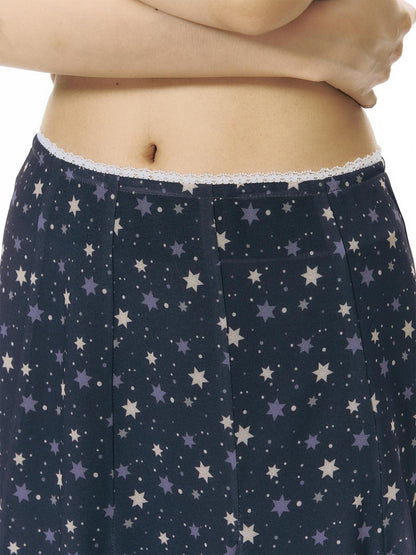 NAPSNAPS Apricot Star Print Lace Mid Waist Side Zipper Women&