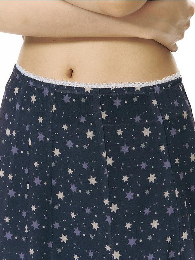 NAPSNAPS Apricot Star Print Lace Mid Waist Side Zipper Women&