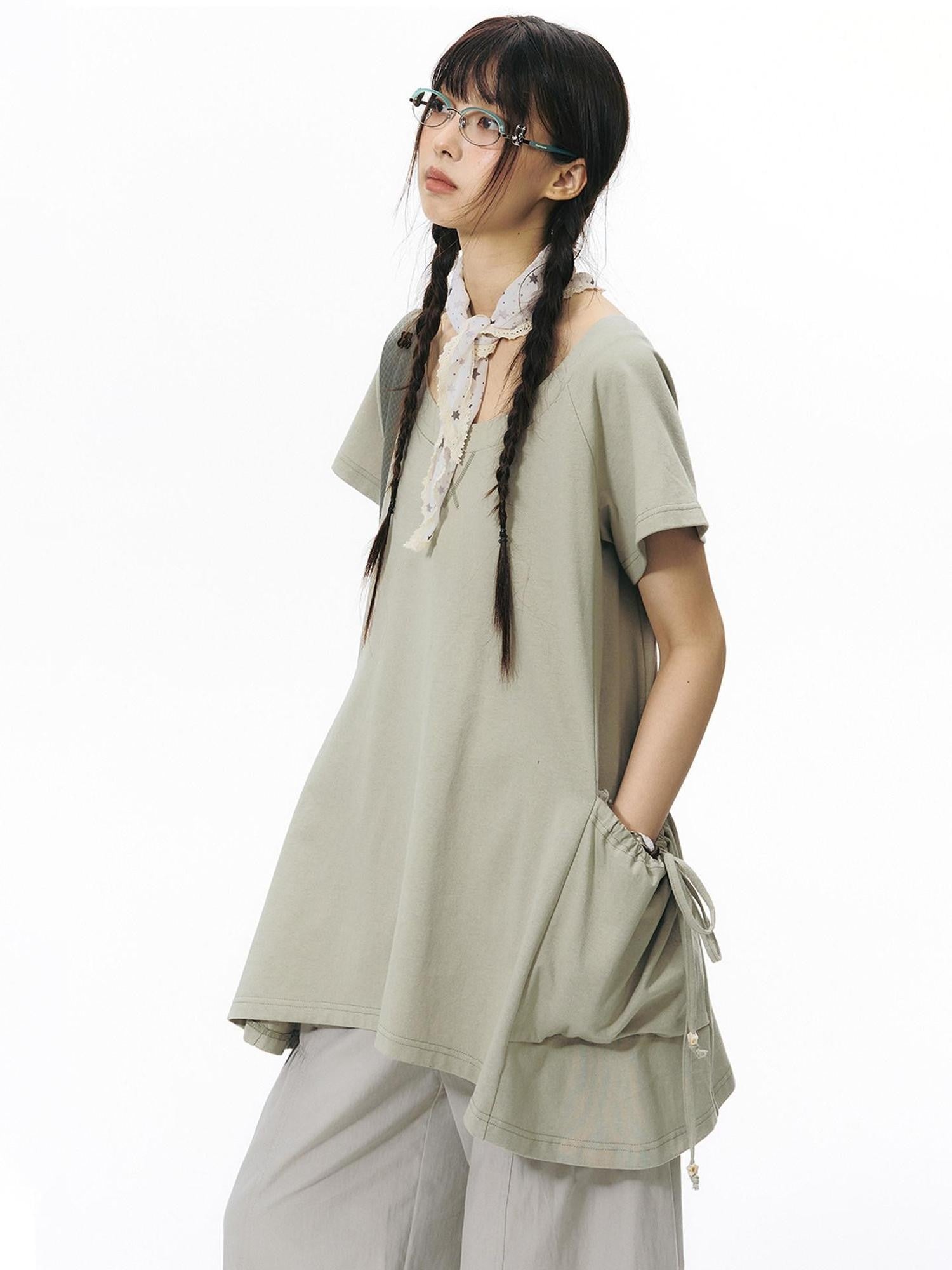 NAPSNAPS Asymmetric Big Pocket Loose Women&