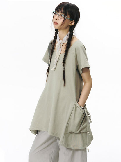 NAPSNAPS Asymmetric Big Pocket Loose Women&