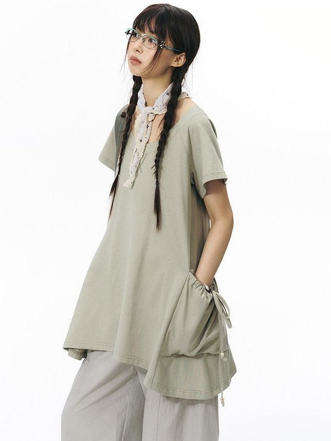 NAPSNAPS Asymmetric Big Pocket Loose Women&