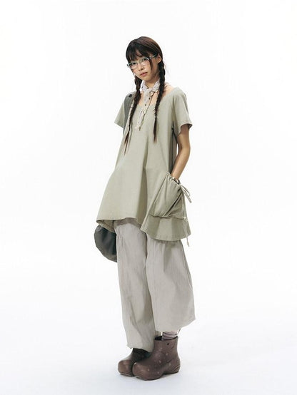 NAPSNAPS Asymmetric Big Pocket Loose Women&