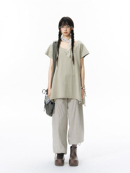 NAPSNAPS Asymmetric Big Pocket Loose Women&
