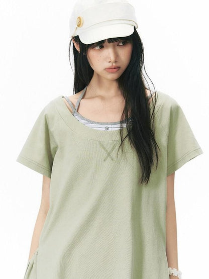 NAPSNAPS Asymmetric Big Pocket Loose Women&