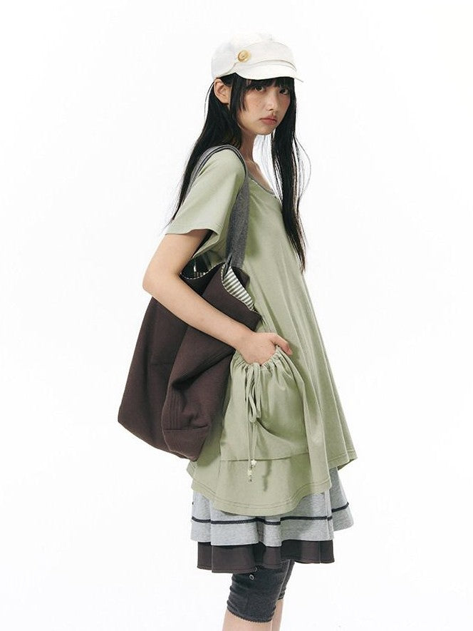 NAPSNAPS Asymmetric Big Pocket Loose Women&