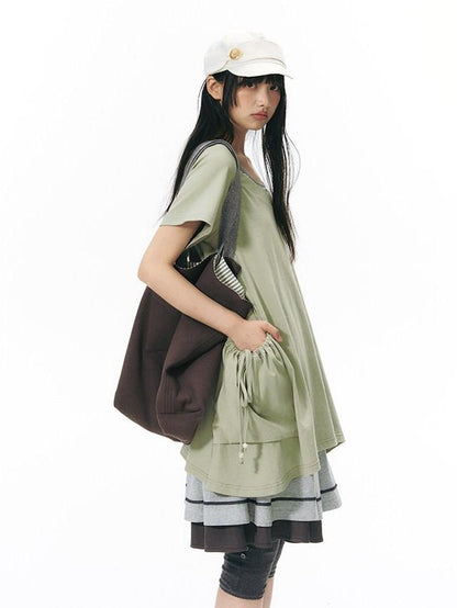 NAPSNAPS Asymmetric Big Pocket Loose Women&